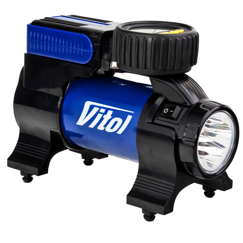 Компресор “ViTOL“ K-22 100psi/14Amp/37л/ Ліхтар/Автостоп/прикурювач